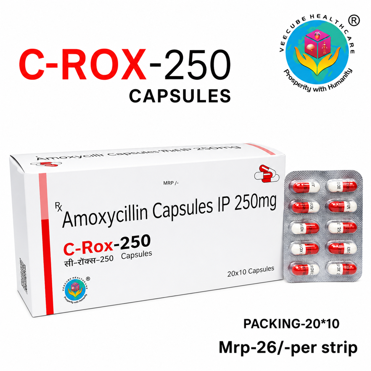Brand Name - C rox 250 Composition - Amoxycillin Trihydrate 250 mg Packing- 20*10 (BIISTER)